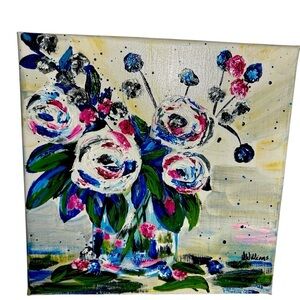 Original Artwork Abstract Blooms Impressionism 12 x 12”